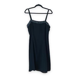 Vintage 90s After Dark Black Strapless Midi Formal Dress Faux Pearl Size 12 Prom